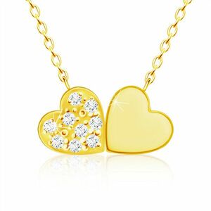 Colier din aur galben de 14K - inimi mici alăturate, diamante strălucitoare clare imagine