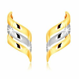 Cercei cu șurub din aur 375 combinat - trei panglici spiralate strălucitoare imagine