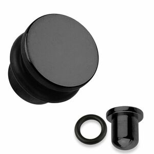 Plug pentru ureche din oțel 316L de culoare neagră, bandă elastică neagră, diverse lățimi - Lățime: 1.6 mm imagine