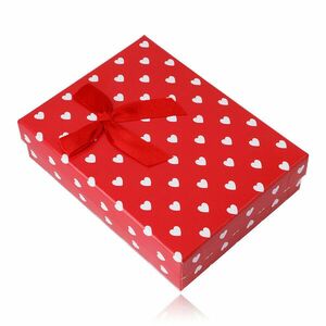 Cutie cadou pentru un lanț sau set - inimi albe, fundal roșu imagine