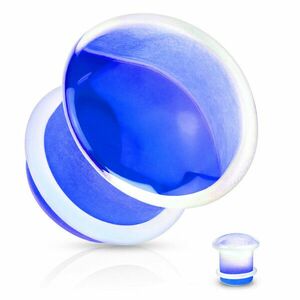 Dop pentru urechi, sticlă transparentă, formă convexă în finisaj albastru, bandă elastică pentru oprire - Lățime: 10 mm imagine