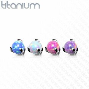 Piesă pentru implant din titan, biluță în mont, opal sintetic, filet, diferite culori, 3 mm - Culoare Piercing: Alb imagine
