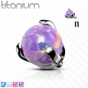 Piesă pentru implant din titan, biluță în mont, opal sintetic, filet, diferite culori, 4 mm - Culoare Piercing: Alb imagine