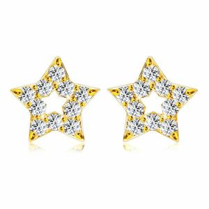 Cercei străluciți din aur galben 375 - contur stea, diamante rotunde imagine