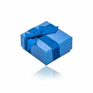Cutie pătrată de bijuterii, albastru sidefat - textură fină, panglică din satin, fundă de culoare albastru închis imagine