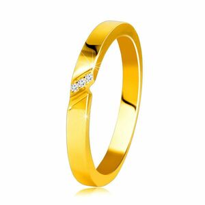Inel din aur galben de 14K - inel cu crestătură fină și linie de zirconii - Marime inel: 49 imagine