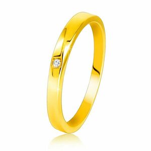 Inel din aur galben de 14K - umeri fin teșiți, zircon transparent - Marime inel: 49 imagine