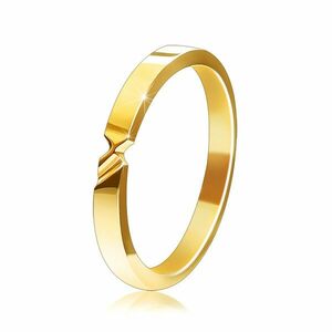 Inel de aur de 9K - două crestături și brațe netede - Marime inel: 49 imagine