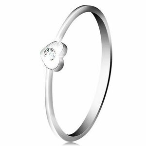 Inel din aur alb de 9K – inimă cu diamant transparent - Marime inel: 49 imagine