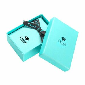 Cutie cadou pentru bijuterii model diamante - design turcoaz cu logo fundă neagră, dreptunghi imagine