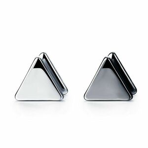 Piercing fals pentru ureche, din oțel 316L – triunghiuri netede, diferite culori - Culoare Piercing: Argintiu imagine