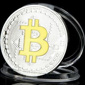 Monedă Bitcoin - Argintiu/Auriu KP5907 imagine