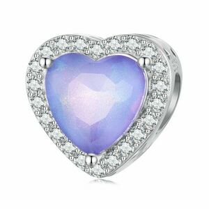 Talisman din argint Shiny Purple Heart imagine