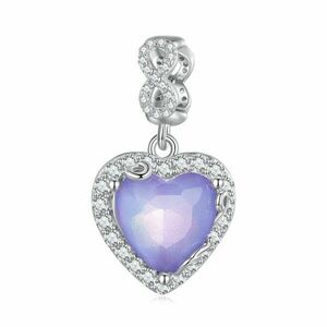 Talisman din argint Sparkling Purple Heart imagine