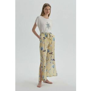 Pantaloni de pijama cu model floral si slituri laterale imagine
