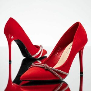Pantofi Dama cu Toc Iustin Rosii #14104 imagine
