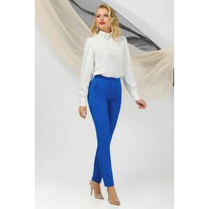 Pantaloni office Pretty Girl albastri cu taietura decorativa la buzunar imagine