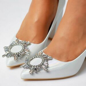Pantofi Dama cu Toc Water Argintii #14231 imagine