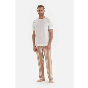 Pantaloni de pijama din bumbac cu model in dungi imagine