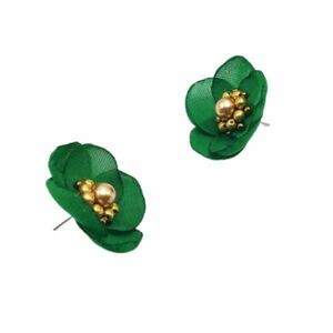Cercei mici eleganti floare verde, handmade, Zia Fashion, Oli imagine