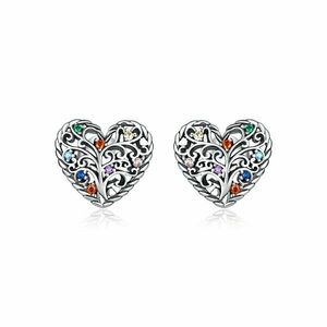 Cercei din argint Pattern Colored Heart imagine
