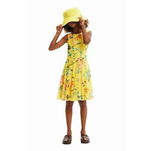 Desigual rochie din bumbac pentru copii culoarea galben, mini, evazati imagine