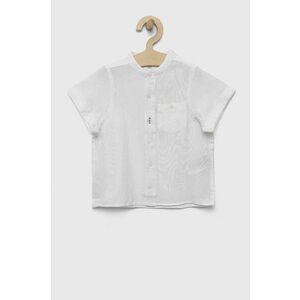 zippy cămașă din amestec de in pentru copii culoarea alb imagine