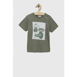 Birba&Trybeyond tricou din bumbac pentru bebelusi culoarea verde, cu imprimeu imagine