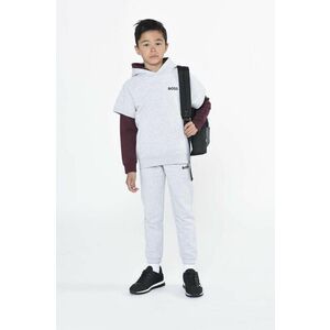 BOSS pantaloni de trening pentru copii culoarea gri, neted imagine