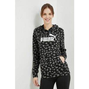 Puma bluză trening culoarea negru, cu glugă, modelator imagine