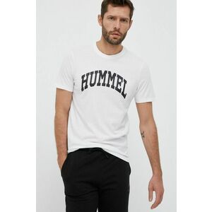 Hummel tricou din bumbac culoarea alb, cu imprimeu imagine