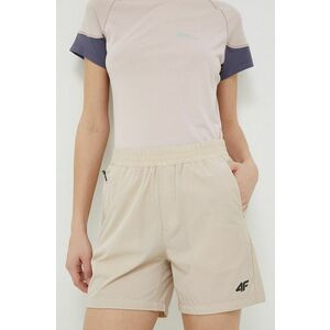 4F pantaloni scurți outdoor culoarea bej, neted, medium waist imagine