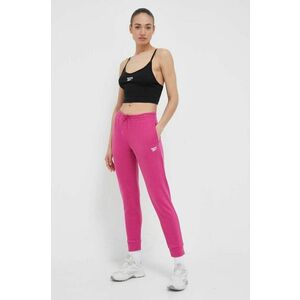 Reebok pantaloni de trening culoarea roz, neted imagine
