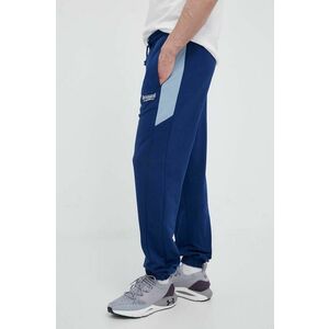 Hummel pantaloni de trening din bumbac culoarea albastru marin, neted imagine