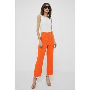 Artigli pantaloni femei, culoarea portocaliu, drept, high waist imagine