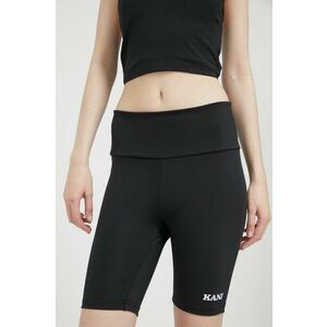 Karl Kani pantaloni scurti femei, culoarea negru, cu imprimeu, high waist imagine