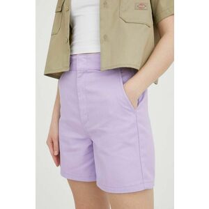 Dickies pantaloni scurti femei, culoarea violet, neted, high waist imagine