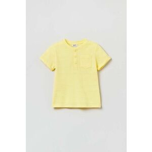 OVS tricou din bumbac pentru bebelusi culoarea galben, neted imagine