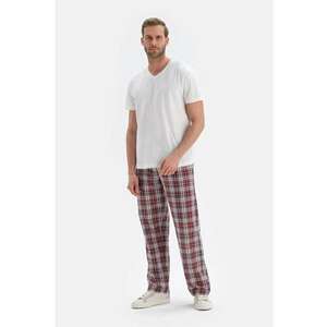 Pijama din bumbac cu pantaloni cu model in carouri imagine