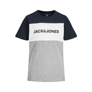 Jack & Jones Junior Tricou albastru noapte / gri amestecat / alb imagine