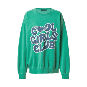 Nasty Gal Bluză de molton 'Cool Girls Club' verde jad / verde închis / alb imagine