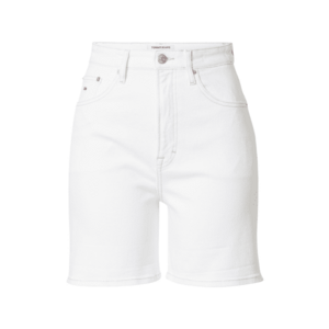 Tommy Jeans Pantaloni femei, culoarea alb, cu imprimeu imagine