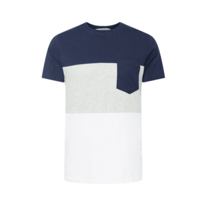 !Solid Tricou bleumarin / gri amestecat / alb imagine