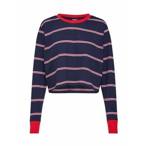 Urban Classics Tricou 'Ladies Short Yarn Dyed Skate Stripe LS' albastru închis / roșu imagine