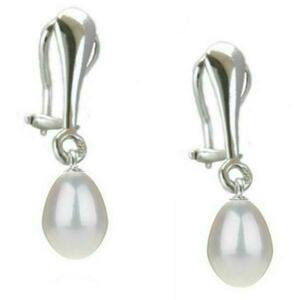 Cercei Argint Clips cu Perle Naturale Teardrops Albe - Cadouri si perle imagine