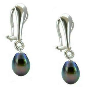 Cercei Argint Clips cu Perle Naturale Teardrops Negre - Cadouri si perle imagine