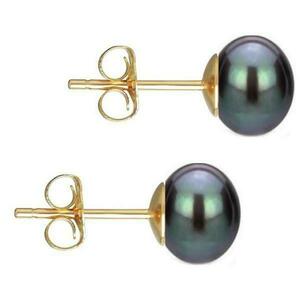 Cercei de aur cu perle naturale negre - Cadouri si perle imagine