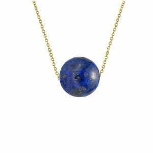 Colier Aur 14 karate cu Lapis Lazuli de 10 mm - Cadouri si perle imagine