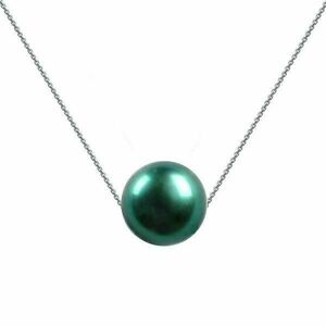 Colier Aur Alb cu Perla Naturala Premium Verde Smarald - Cadouri si perle imagine