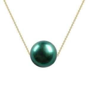 Colier Aur cu Perla Naturala Premium Verde Smarald - Cadouri si perle imagine